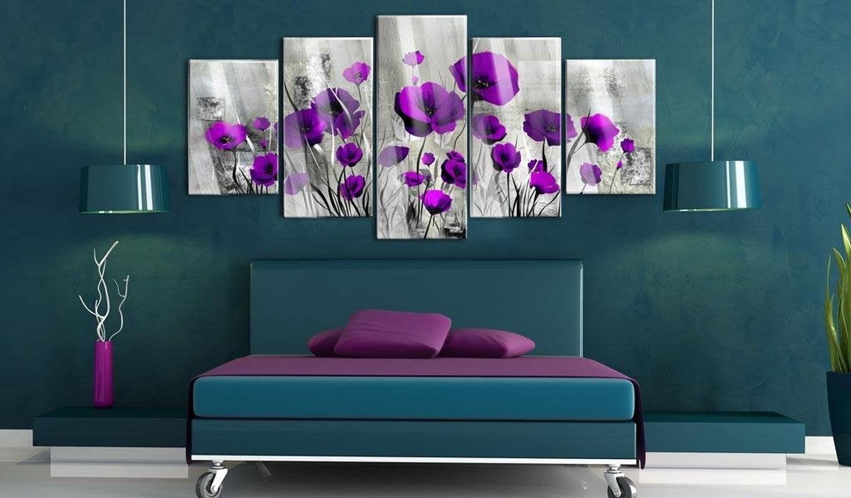 Afbeelding op acrylglas - Meadow: Purple Poppies [Glass]